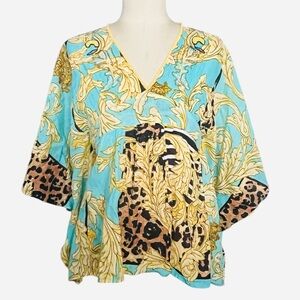 Antica Sartoria by Giacomo Cinque Top O/S Beaded Sequin Vacay Leopard Print